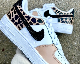 Custom animal print WITH rhinestones Air Force 1, cheetah Air Force 1