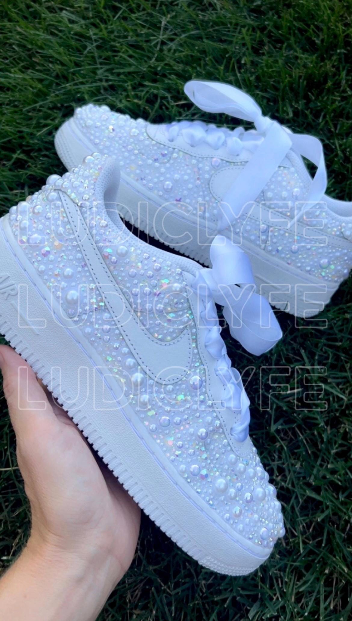 Custom Pearl Rhinestone Air Force 1 Wedding Shoes, FULL Bling - Etsy