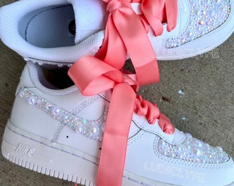 Custom pearl Air Force 1, wedding bling shoe, wedding Air Force 1