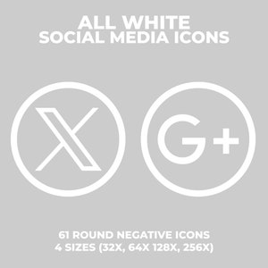 ALL WHITE Social Media Icons Bundle Über 732 Social Media Icons, Website Icons, Blog Icons, E-Mail Signatur, Clipart, Social Media, Design Bild 2