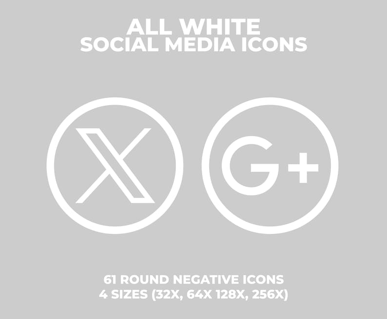 ALL WHITE Social Media Icons Bundle Über 732 Social Media Icons, Website Icons, Blog Icons, E-Mail Signatur, Clipart, Social Media, Design Bild 2