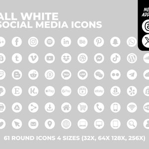 ALL WHITE Social Media Icons Bundle Über 732 Social Media Icons, Website Icons, Blog Icons, E-Mail Signatur, Clipart, Social Media, Design Bild 1