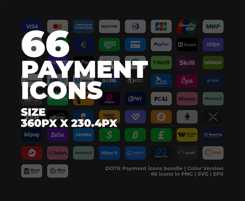 330 Payment Icons: PNG, EPS, SVG Files - Website & Cricut (digital ...