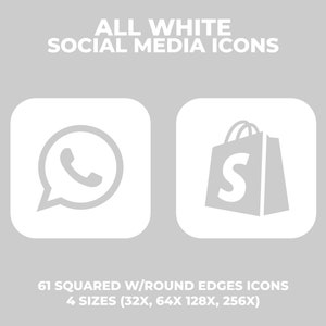 ALL WHITE Social Media Icons Bundle Über 732 Social Media Icons, Website Icons, Blog Icons, E-Mail Signatur, Clipart, Social Media, Design Bild 3