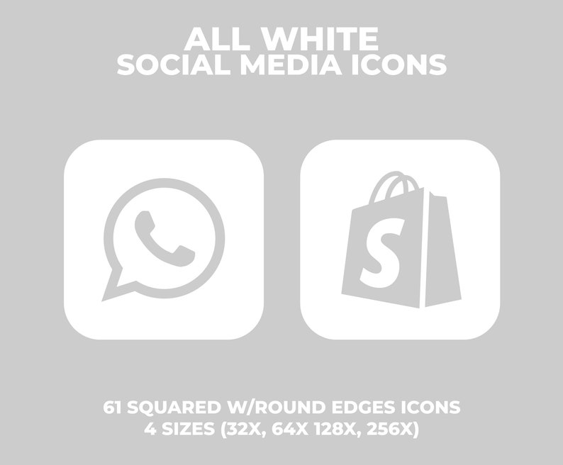 ALL WHITE Social Media Icons Bundle Über 732 Social Media Icons, Website Icons, Blog Icons, E-Mail Signatur, Clipart, Social Media, Design Bild 3