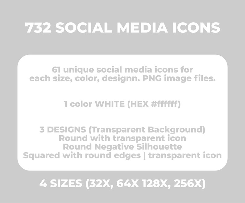 ALL WHITE Social Media Icons Bundle Über 732 Social Media Icons, Website Icons, Blog Icons, E-Mail Signatur, Clipart, Social Media, Design Bild 4