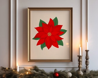Poinsettia Christmas Art: Botanical Holiday Decor (Digital Download)