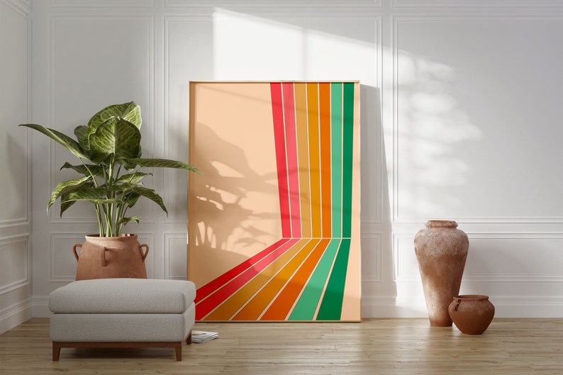 Retro Rainbow, Retro Wall Art, Retro Wall Print, Groovy Print, Retro Wall Decor, 70s Art Print, 70s Poster, Abstract Art, Rainbow Wall Print image 2