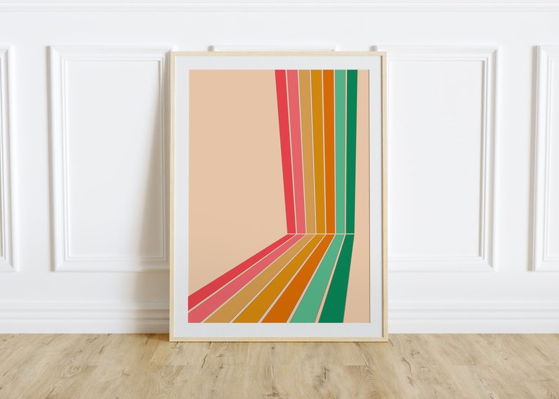 Retro Rainbow, Retro Wall Art, Retro Wall Print, Groovy Print, Retro Wall Decor, 70s Art Print, 70s Poster, Abstract Art, Rainbow Wall Print image 3