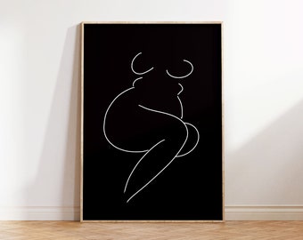 Lámina artística de mujer con curvas: Decoración minimalista con positividad corporal (descarga digital)