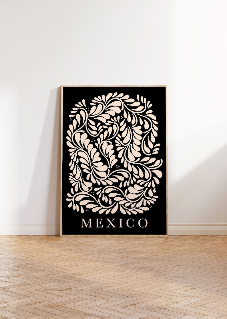 Mexico Wall Art Black Talavera Art Mexican Art Print Etsy