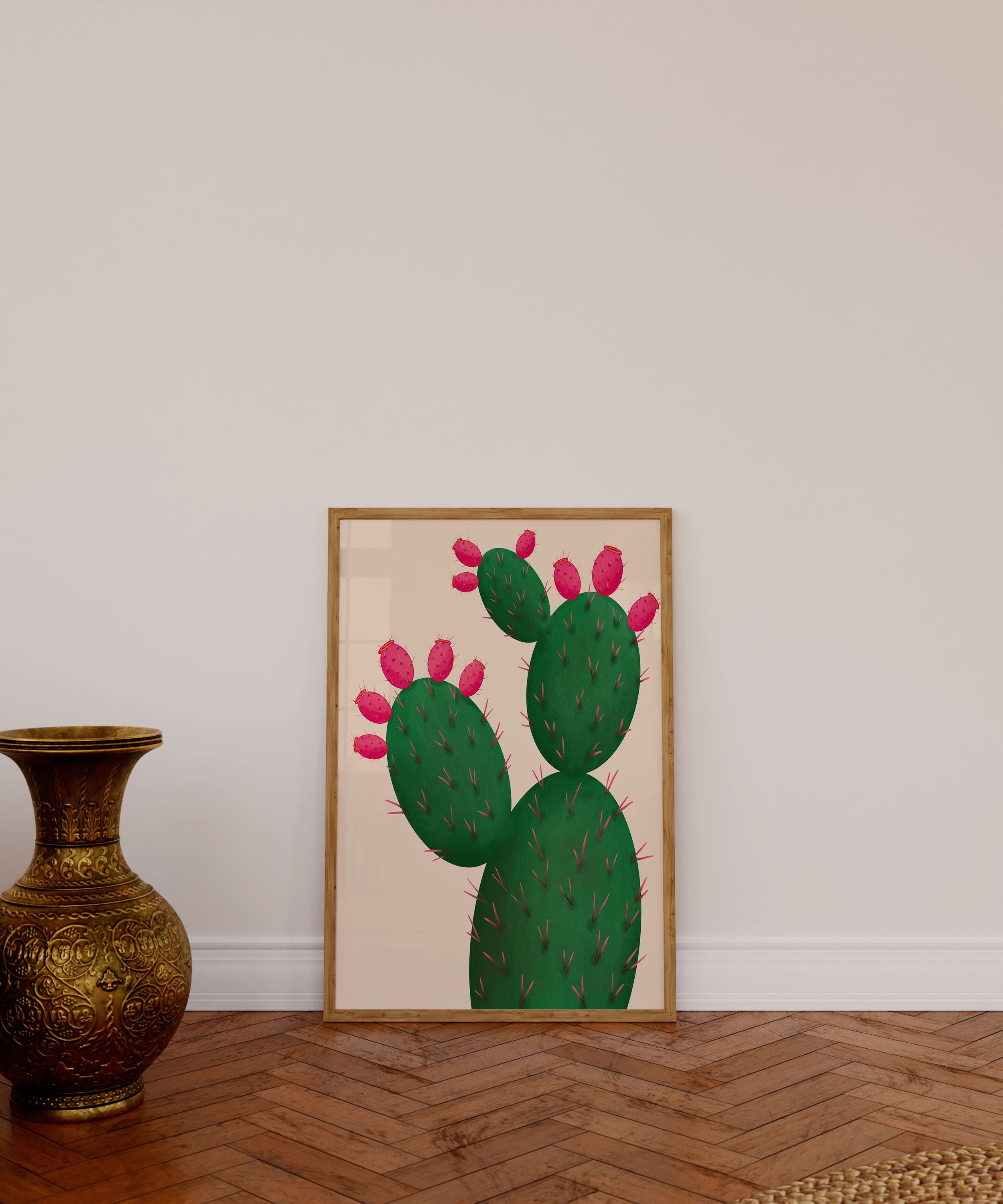 Prickly Pear Cactus Wall Art Cactus Art Green Cactus Floral Etsy