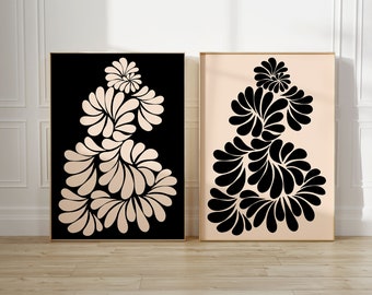 Set of 2 Talavera Dress Abstract Art, Talavera Art, Black Abstract Wall Art, Neutral Abstract Print, Talavera Wall Art, Black Beige Print