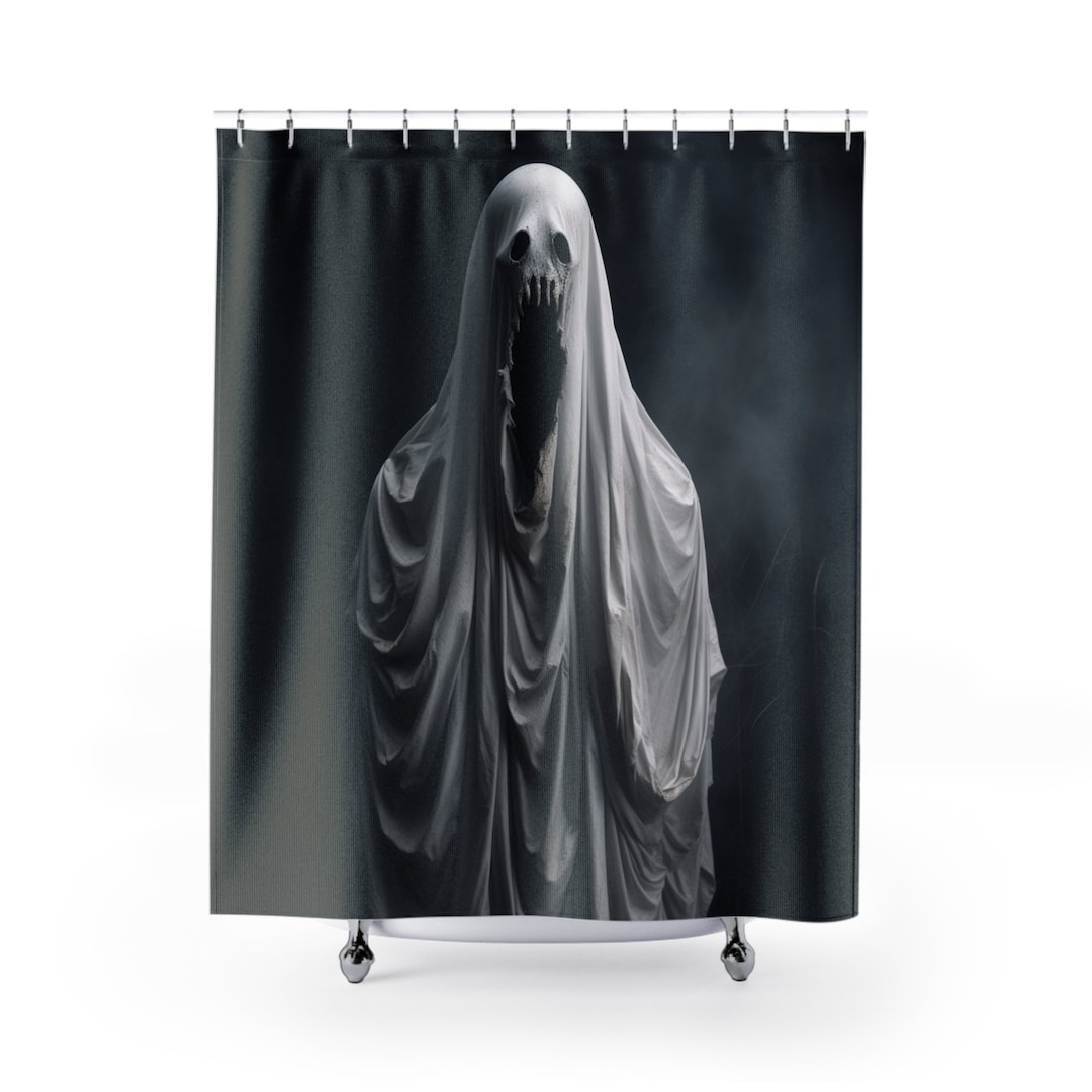 Scary Ghost Shower Curtain, Halloween Decor, Creepy Dead Bath, Gothic