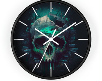 Creepy Skull Clock, Halloween decor, Scary Skull Head, Gothic Decor, Horror Clock