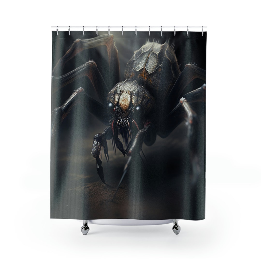 Scary Spider Shower Curtain, Halloween Spider Decor, Scary Tarantula Home Decor, Gothic Spider