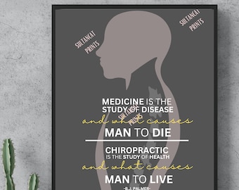 CHIROPRACTIC is the study of health and what causes  man to LIVE. Chiropractic poster, Chiropractic poster, Chiropractic Wall Art, CHIRO