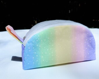 Half Moon Rainbow Pastel Make Up Bag | Cosmetic Bag | Travel Pouch | Stationary Pouch