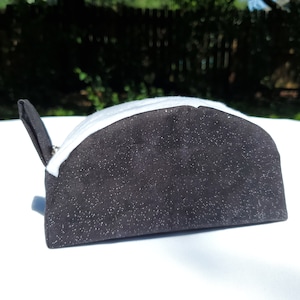 Half Moon Black Glitter Make Up Bag | Cosmetic Bag | Travel Pouch | Stationary Pouch