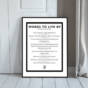 Daily Affirmations / Words to Live by Inspired by Schitt's Creek Digital Download Printable Wall Art