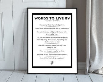 Daily Affirmations / Words to Live by Inspired by Schitt's Creek Digital Download Printable Wall Art