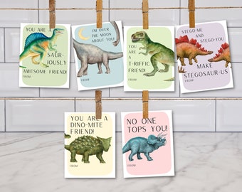 Kinderen dinosaurus uniseks Valentijnsdag afdrukbare kaarten Digitale download voor dinoliefhebbers en aspirant-paleontologen