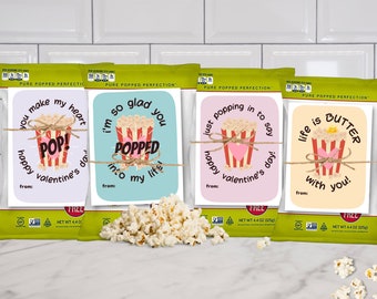 Afdrukbare Valentijnsdagkaarten popcorn, valentijnsdagidee zonder snoep