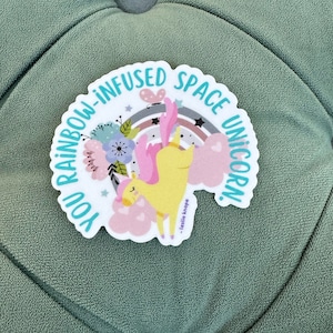 RESTOCKED! Leslie Knope Compliment Rainbow Infused Space Unicorn Sticker Galentine