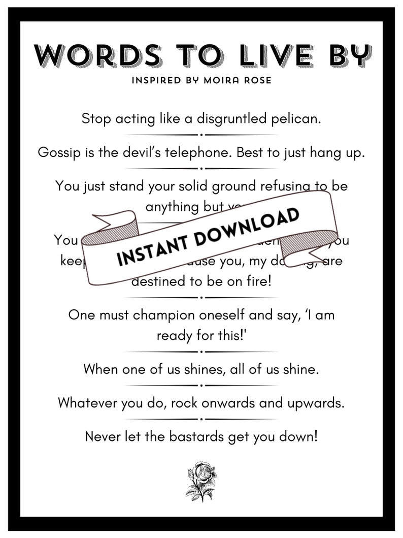 Daily Affirmations / Words to Live by Inspired by Schitt's Creek Digital Download Printable Wall Art image 2