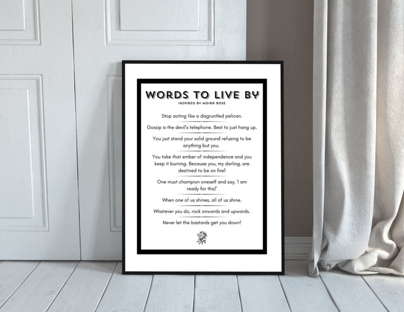 Daily Affirmations / Words to Live by Inspired by Schitt's Creek Digital Download Printable Wall Art image 1