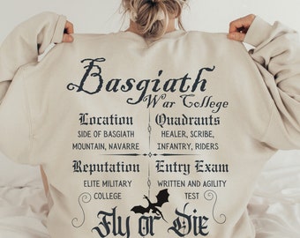 Basgiath War College dubbelzijdig sweatshirt, vierde vleugel trui