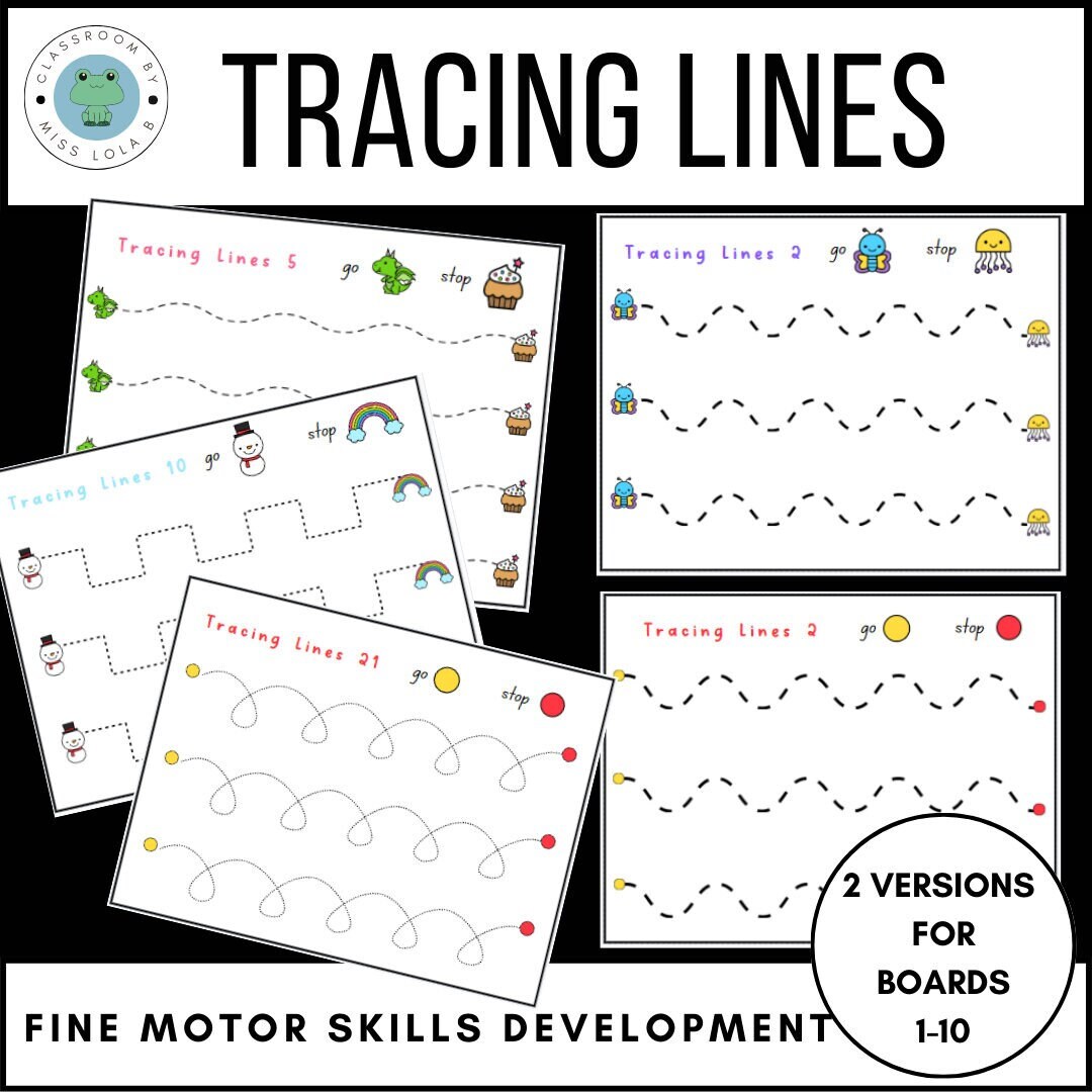 30 Pages Tracing Lines, Curved Lines, Straight Lines, Kindergarten