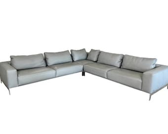 Roche Bobois Episode Sectional In Light Gray Leather