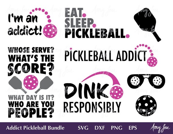 ADDICT pickleball bundle - all pickleball swag, files for Cricut, Silhouette, svg, dxf, png,eps