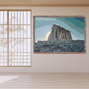 Parthenon Woven Blanket - Cozy Home Decor, Greek Architecture Gift, Vintage Throw, Travel Keepsake, Ideal for Housewarming