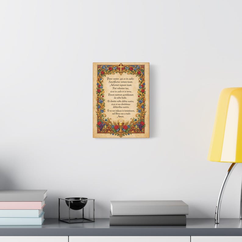 Pater Noster Latin Prayer Canvas Wall Art | Catholic Our Father Prayer ...
