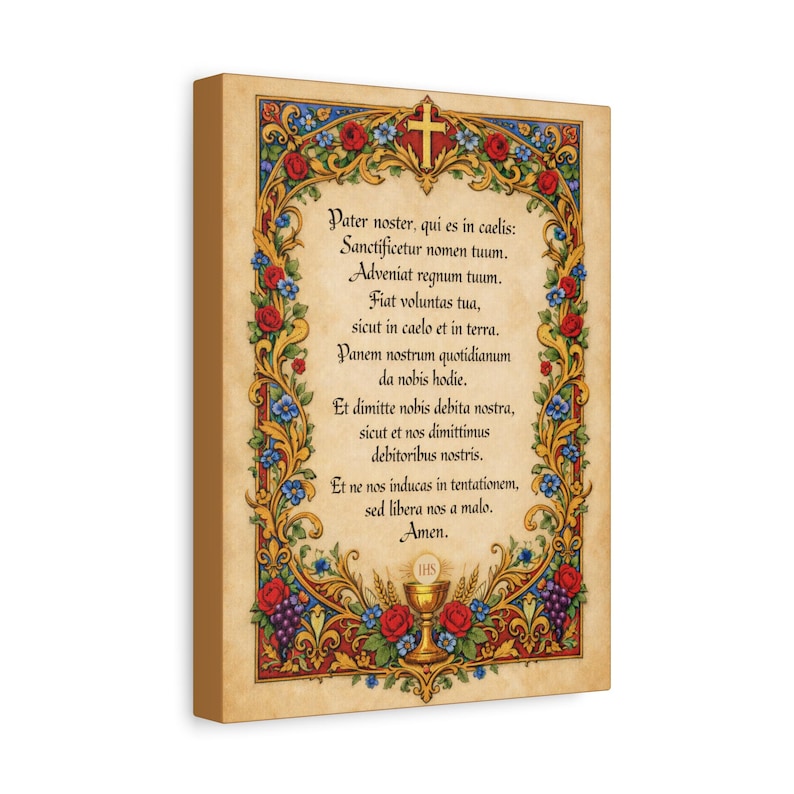 Pater Noster Latin Prayer Canvas Wall Art | Catholic Our Father Prayer ...