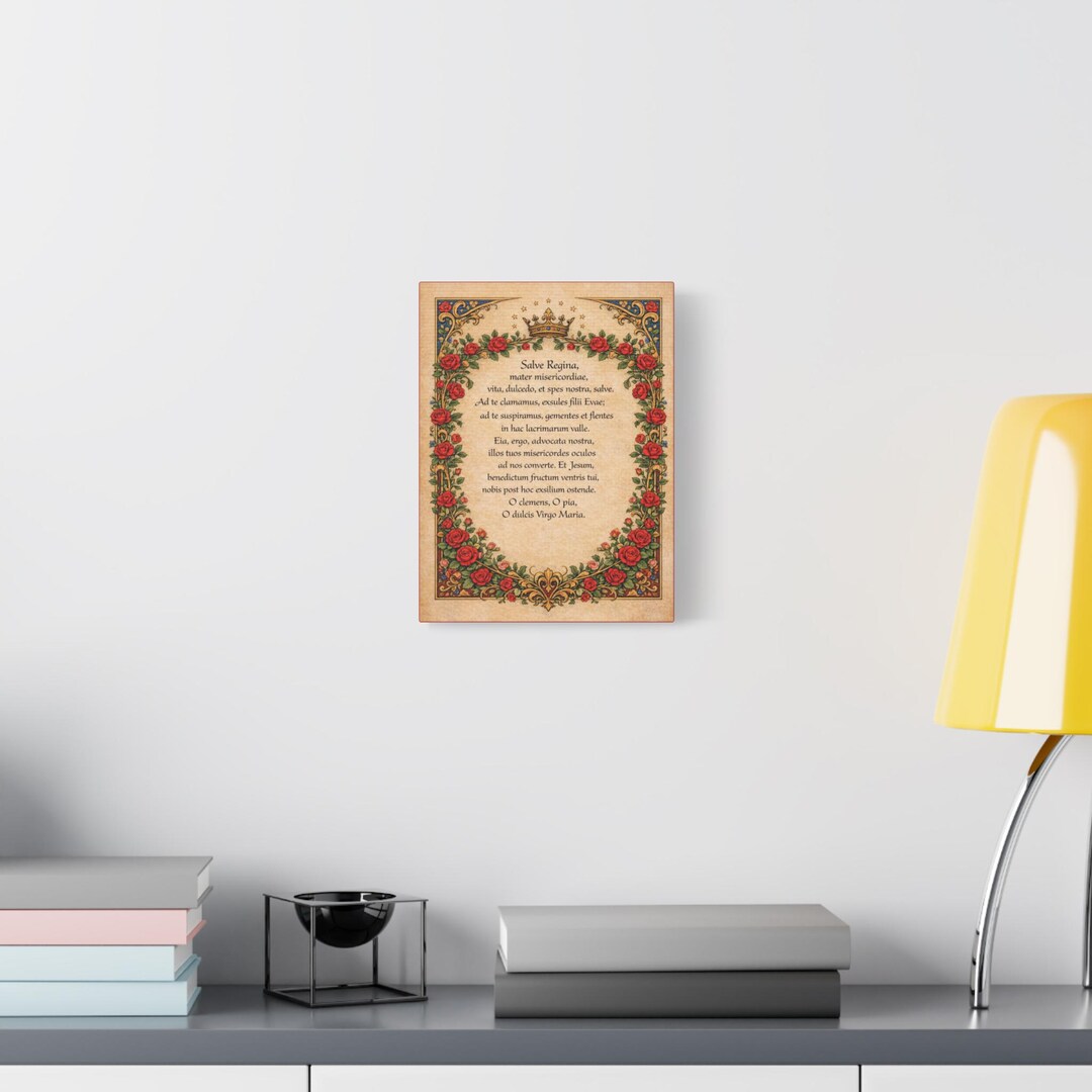 Salve Regina Latin Prayer Canvas Wall Art | Hail Holy Queen Catholic ...