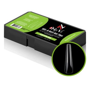 Nail Gel-X Natural Coffin XXL Tips Set - NeVi USA Premium Quality, 360 Tips in 12 Sizes - Complete DIY Nail Extension Kit |