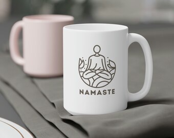 Namaste Mug, Yoga, Gift for Yoga Lover, Coffee and Tea Mug, Yoga Lover Mug, Breathing Mug, Yoga Instructor, Gift for her, Gift for him