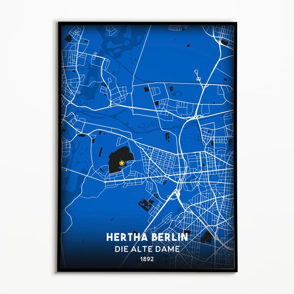 Hertha Berlin Stadium Poster | Die Alte Dame Map Print Poster | Germany Stadium Poster | Stadium Soccer Wall Art | Flexible Sizes