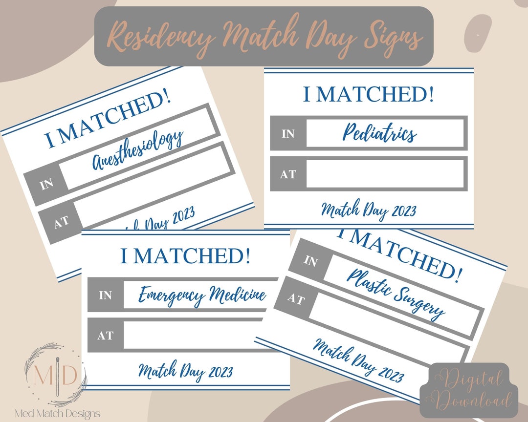 Residency Match Day 2023 Signs Digital Download Medical Etsy