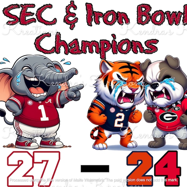 Alabama Sec and Iron Bowl Champs Png