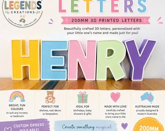 Letras personalizadas impresas en 3D / Decoración personalizada para habitaciones infantiles / Decoración para guarderías