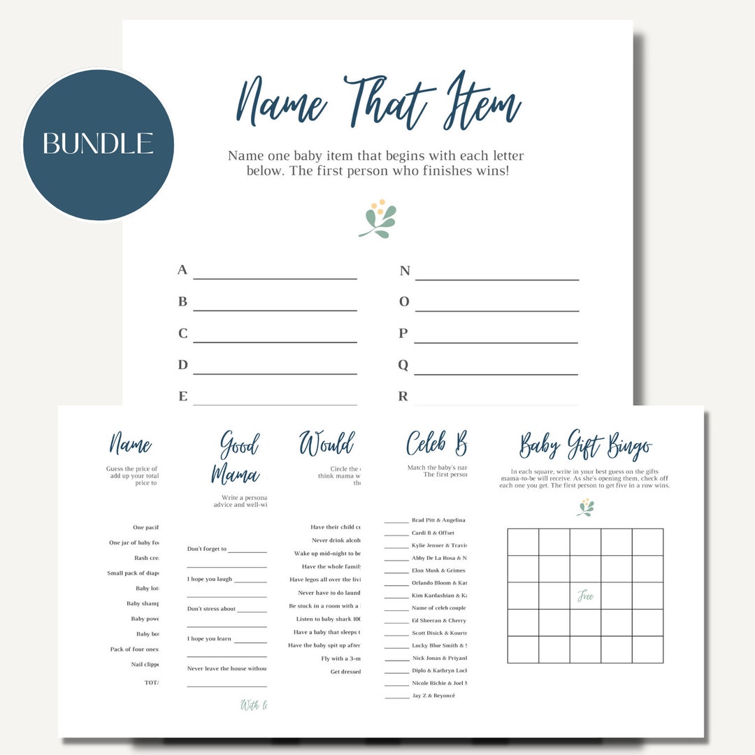Baby Shower Game Bundle, ABC, Price is Right, Would Mama Rather, Good  Vibes, Celeb Baby, Bingo, Floral, Instant Download, Baby Party