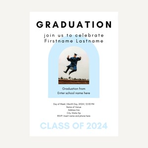 2024 Afstudeeruitnodigingskaart CANVA-sjabloon, Senior uitnodigingskaart, Afstudeerfeestsjabloon, Afdrukbare bewerkbare Instant Download