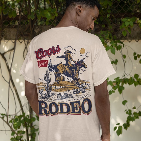 Camiseta Coors Rodeo 90s Cowboy, camisa occidental gráfica vintage de la década de 2000, camiseta retro Coors, camisa unisex para adultos relajada de Rodeo, regalo del Salvaje Oeste