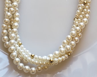 Faux Pearl 30 " inch 3 Strand Necklace