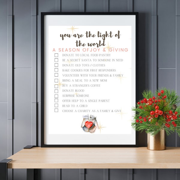 Holiday Bucket List - Tis the Season to Give Back - printable