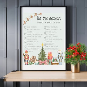 Holiday Bucket List - Tis the Season - Printable, BONUS FREE Wish List